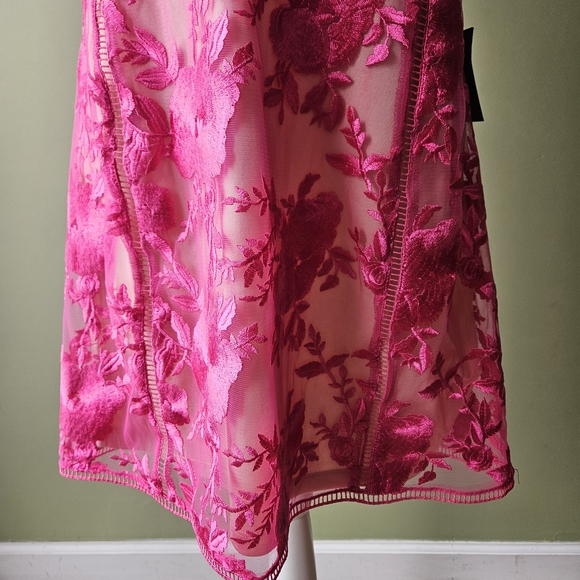 Lulu's Party Pretty Hot Pink Lace Sleeveless Bodycon Mini Dress - Picture 8 of 13